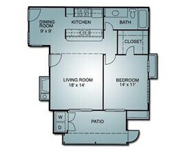 1 Bedroom, 1 Bath 08200 floor plan